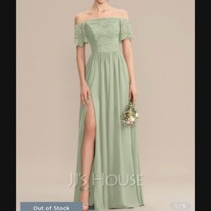 Sage Green Off-Shoulder Gown Dress